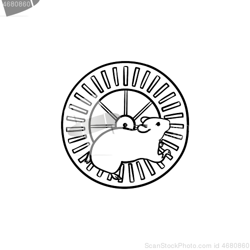 Image of Hamster wheel hand drawn outline doodle icon.