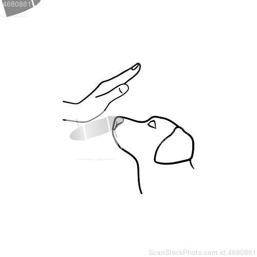 Image of Dog training hand drawn outline doodle icon.