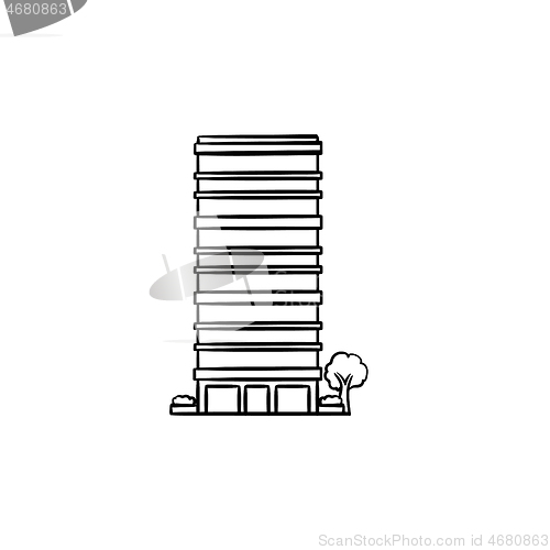 Image of Skyscraper hand drawn outline doodle icon.