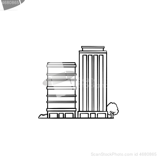 Image of Ecological residential building hand drawn outline doodle icon.