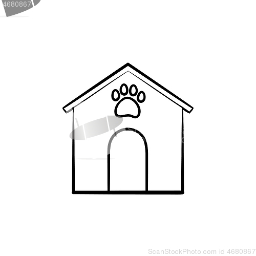 Image of Doghouse hand drawn outline doodle icon.