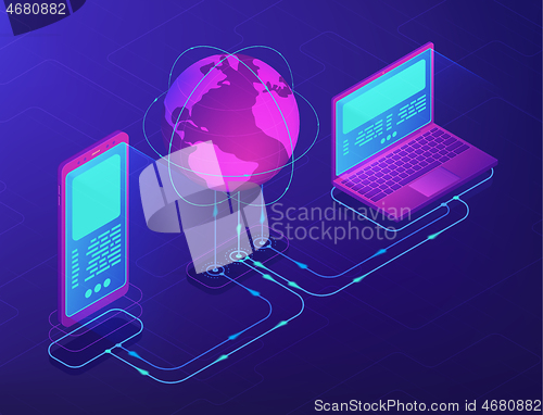 Image of Isometic cloud operation concept