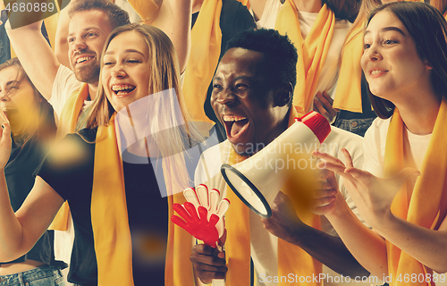 Image of stadium soccer fans emotions portrait