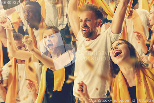 Image of stadium soccer fans emotions portrait