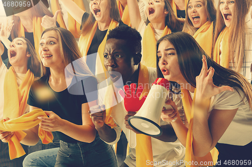 Image of stadium soccer fans emotions portrait