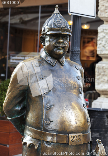 Image of Budapest, HUNGARY - FEBRUARY 15, 2015 - The Policeman statue