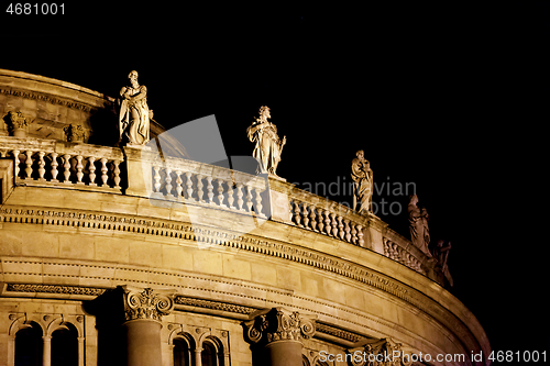 Image of Roof of St. Stephen's Basilica in Budapest, night view