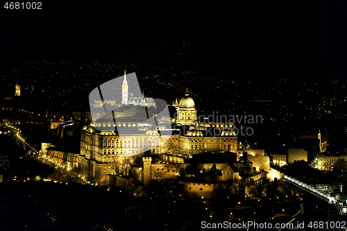 Image of Buda Castle in Budapest illuminated at night