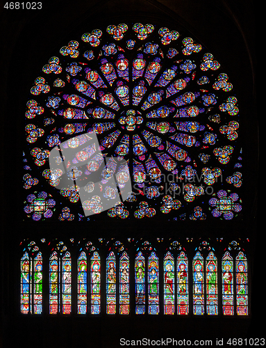 Image of PARIS - OCTOBER 25, 2016: South rose window of Notre Dame cathedral