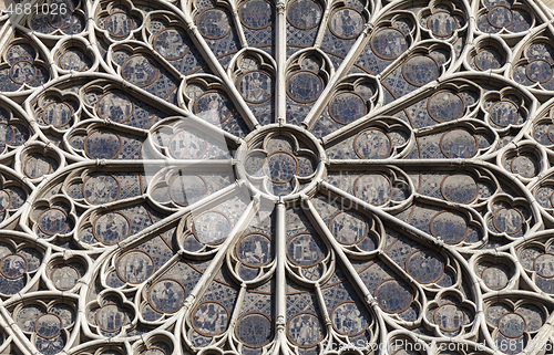 Image of PARIS - OCTOBER 25, 2016: South rose window of Notre Dame cathedral