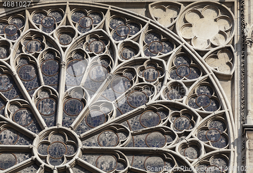 Image of PARIS - OCTOBER 25, 2016: South rose window of Notre Dame cathedral