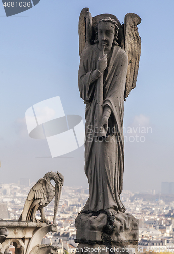 Image of Archangel Gabriel on the roof of Notre-Dame de Paris
