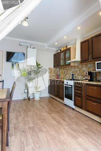 Image of Kitchen set in a standard apartment in a classic style