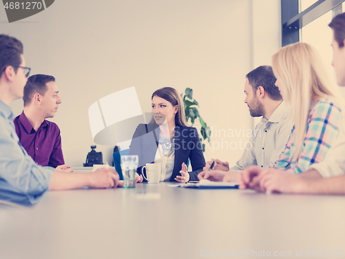 Image of Business Team At A Meeting at modern office building