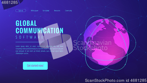 Image of Isometric global communication landing page concept.