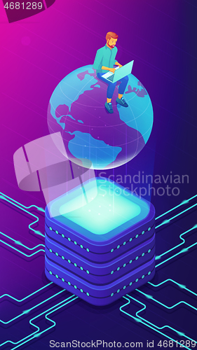 Image of Isometric big database engineer concept