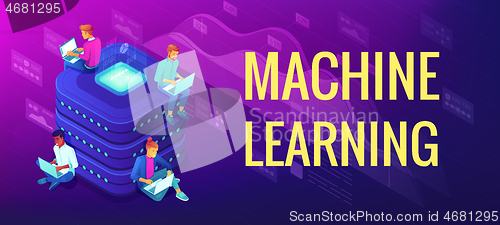 Image of Isometric machine learning concept.