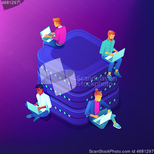 Image of Network community isometric illustration.