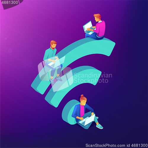 Image of Free WiFi hotspot isometric concept.