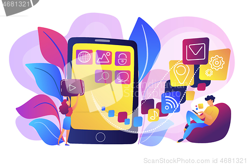 Image of Mobile application development vector illustration