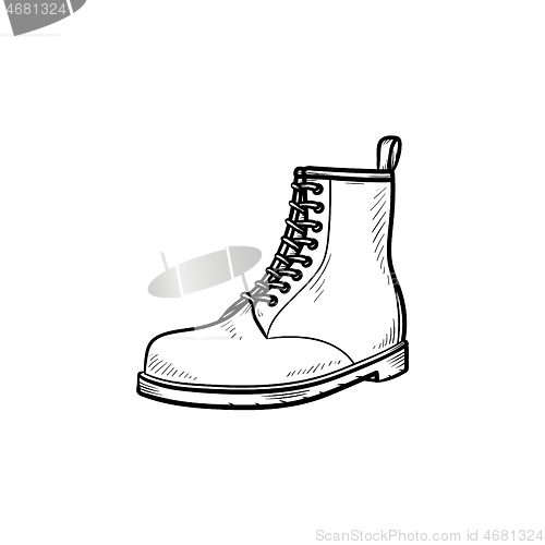 Image of Hiking boot hand drawn outline doodle icon.