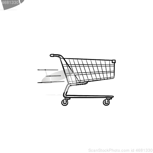 Image of Fast delivery shopping cart hand drawn outline doodle icon.