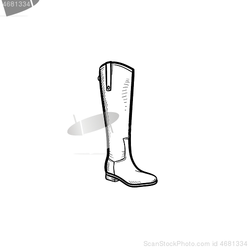 Image of High boot hand drawn outline doodle icon.