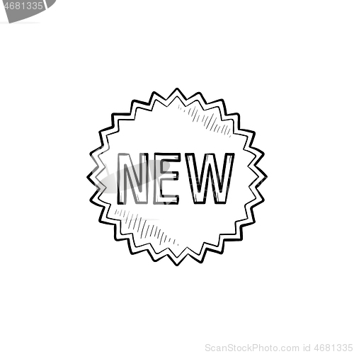 Image of New product sticker hand drawn outline doodle icon.