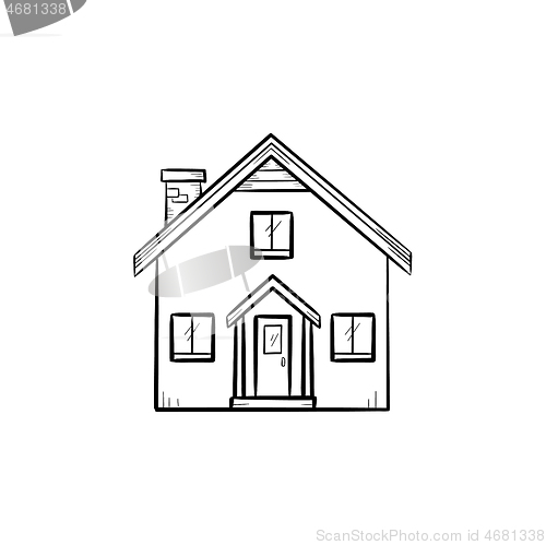 Image of Detailed house hand drawn outline doodle icon.