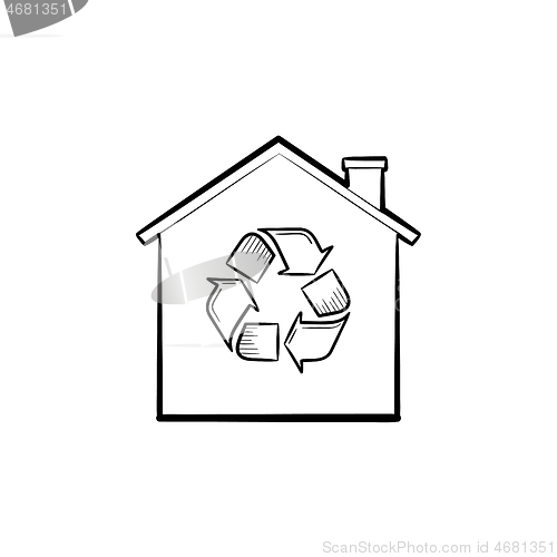 Image of Eco house hand drawn outline doodle icon.