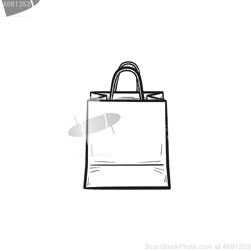 Image of Shopping bag hand drawn outline doodle icon.