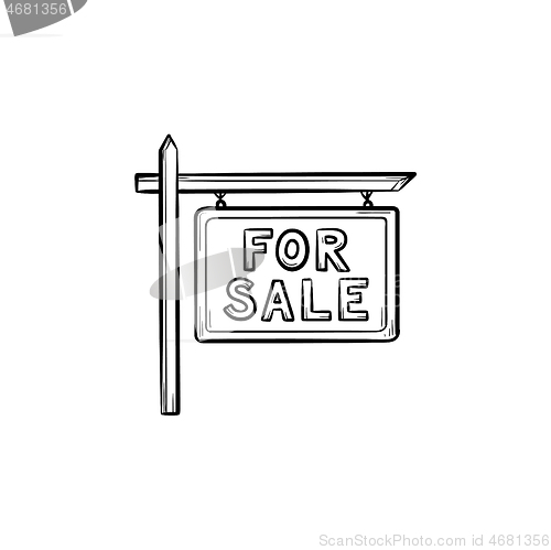 Image of For sale sign hand drawn outline doodle icon.