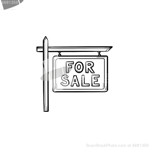 Image of For sale sign hand drawn outline doodle icon.