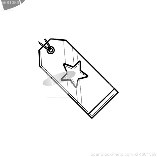 Image of Price tag with star hand drawn outline doodle icon.