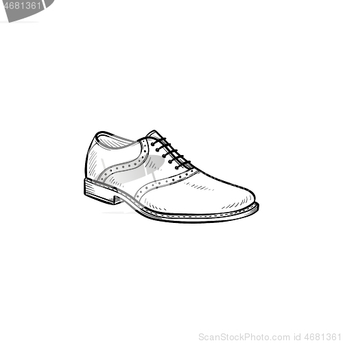 Image of Male shoe hand drawn outline doodle icon.