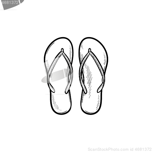 Image of Pair of flip flop slippers hand drawn outline doodle icon.