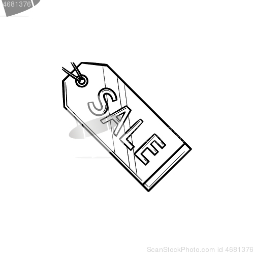 Image of Sale tag hand drawn outline doodle icon.