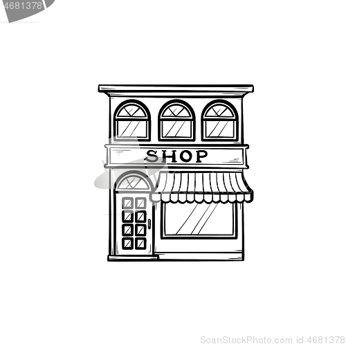 Image of Shopping store hand drawn outline doodle icon.