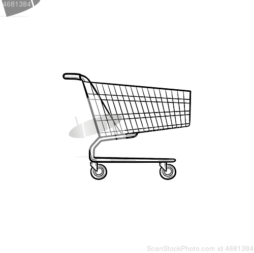 Image of Shopping cart hand drawn outline doodle icon.