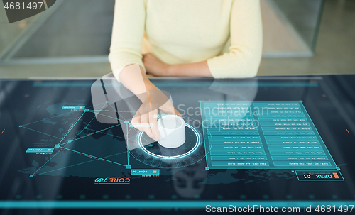 Image of woman with control knob on interactive panel