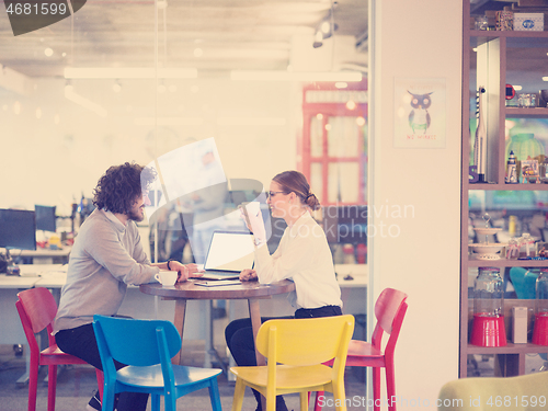 Image of startup Business team Working With laptop in creative office