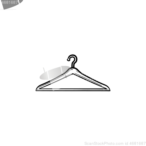 Image of Clothes hanger hand drawn outline doodle icon.