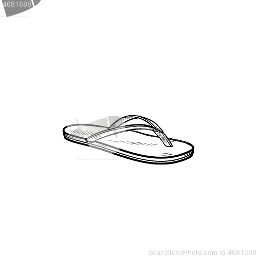 Image of Flip flop sandal hand drawn outline doodle icon.