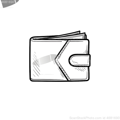 Image of Modern wallet hand drawn outline doodle icon.