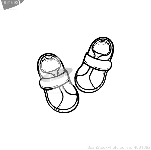 Image of Baby shoes hand drawn outline doodle icon.