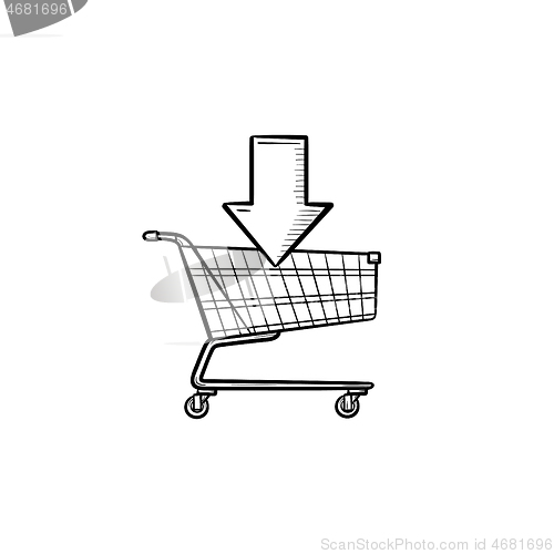 Image of Shopping online cart hand drawn outline doodle icon.