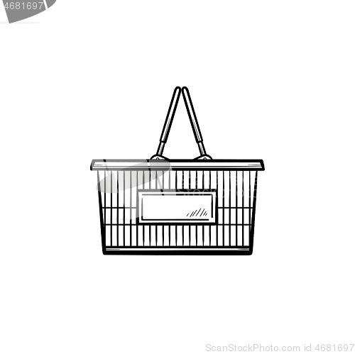 Image of Shopping basket hand drawn outline doodle icon.