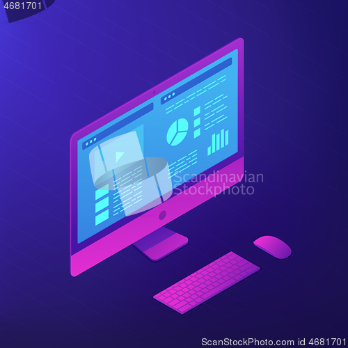 Image of Personal computer software. Isometric vector 3d illustration.