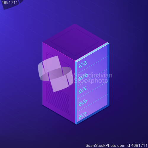 Image of Isometric server rack. Vector 3d illustration.