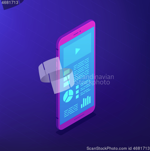 Image of Smartphone software. Isometric vector 3d illustration.